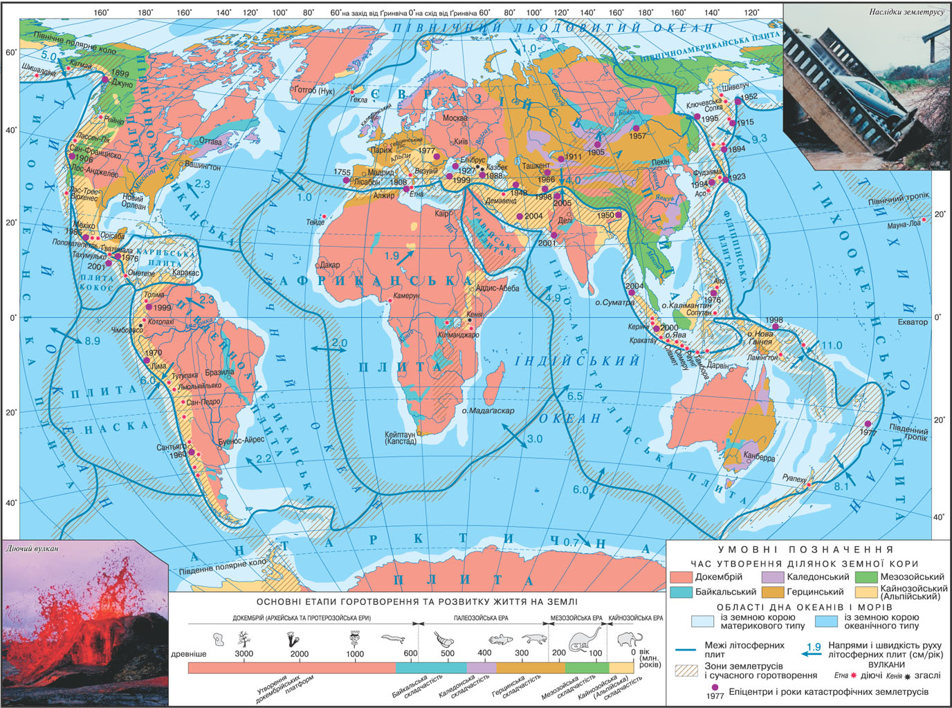 Сопоставим физическую и тектоническую карту. Карта тектонического строения земли. Карта строение земной коры 7 класс атлас.